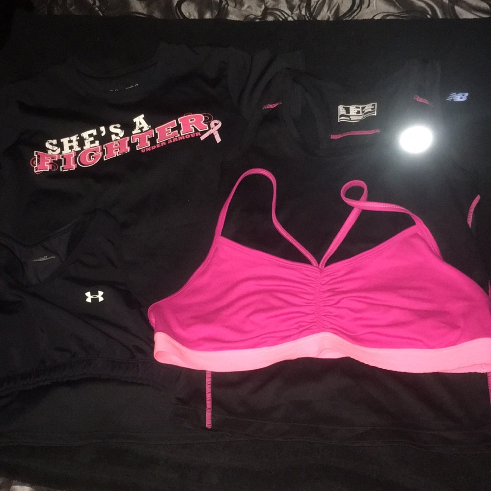 Black and hot pink workout wear